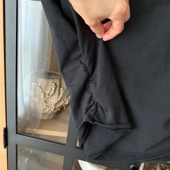 Quince mock neck top ruched Stretch Cotton Jersey Sleeveless tank cropped - Picture 6 of 9